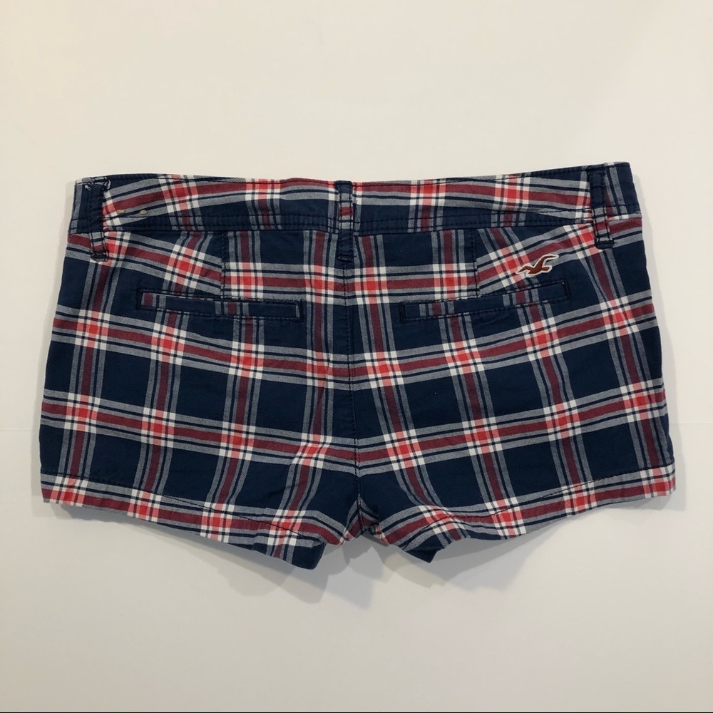 Hollister plaid shorts size 3 juniors red and blue - Picture 3 of 5